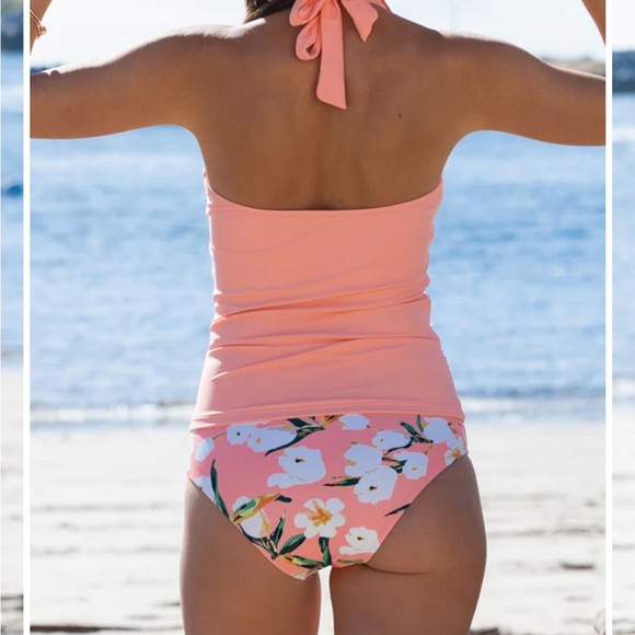 Tankini with a flirty ruffled top and full-coverage floral bottoms XL - Picture 2 of 6